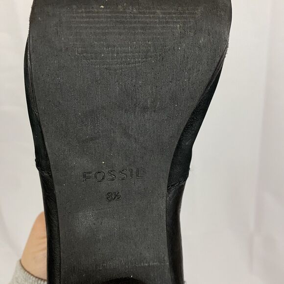 Fossil Bobbi Peep Toe Ankle Boots Booties Women’s Size 8.5 Black Leather - Picture 9 of 13